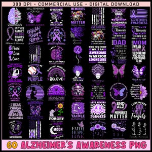 60 Designs Alzheimer&#39;s Awareness Png Bundle, Purple Ribbon, Alzheimer&#39;s Disease, Memories Matters, Alzheimer Warrior, Alzheimer&#39;s Support