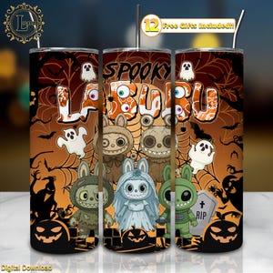 Halloween Spooky PNG, Cute Monster Doll Halloween Clipart, 20oz Skinny Tumbler Sublimation Design Png, Cartoon Tumbler Wrap, Digital File
