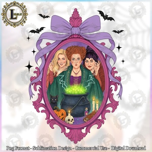 Halloween Villains PNG, Witch Sisters Png, Coquette Bow Png, Halloween Movies Png, Halloween Shirt Design Png, Png Format, Digital Download