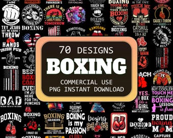 70 diseños de boxeo PNG, diseño de camiseta de boxeo, paquete de boxeo, diseño PNG de guante de boxeo, clipart de boxeo, diseño de impresión de boxeo, diseño de arte de boxeo
