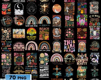 70 Designs Boho Christian Jesus Png Bundle, Bible Verse Png, God Jesus Png, Psalm Png, Love Faith Png, Motivational Quotes, Religious Png