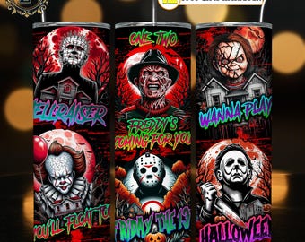 Horror Movies Quotes 20 oz Skinny Tumbler Sublimation Design Png, Halloween Tumbler Wrap, Blood Moon Png, Horror Spooky Png Digital Download