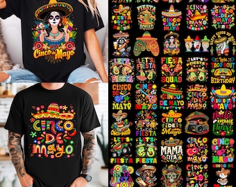 80 ontwerpen Cinco de Mayo png-bundel, Mexicaans feest png, Let's Fiesta png, Mexico tequila png, taco's png, nachoshoed, sublimatiedownload