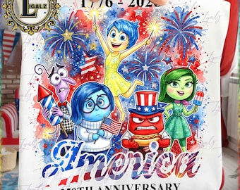 May include: White tote bag featuring a colorful illustration of animated characters, fireworks, and the text "America 250th Anniversary." The design incorporates red, white, and blue elements, celebrating the nation's milestone.
