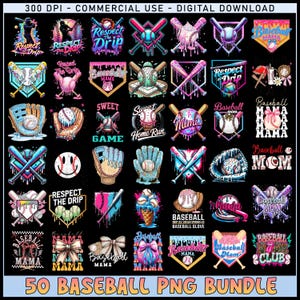 50 Designs Baseball Bundle png, Retro Baseball Png Bundle, Baseball Game Day Png, Baseball Mama shirt,Baseball Drip png,Baseball Sublimation