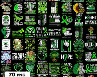 70 Designs Mental Health Png, Health Awareness Png, Positive Quotes, Be good, Self Love, You Matter, Png Bundle, Digital Download