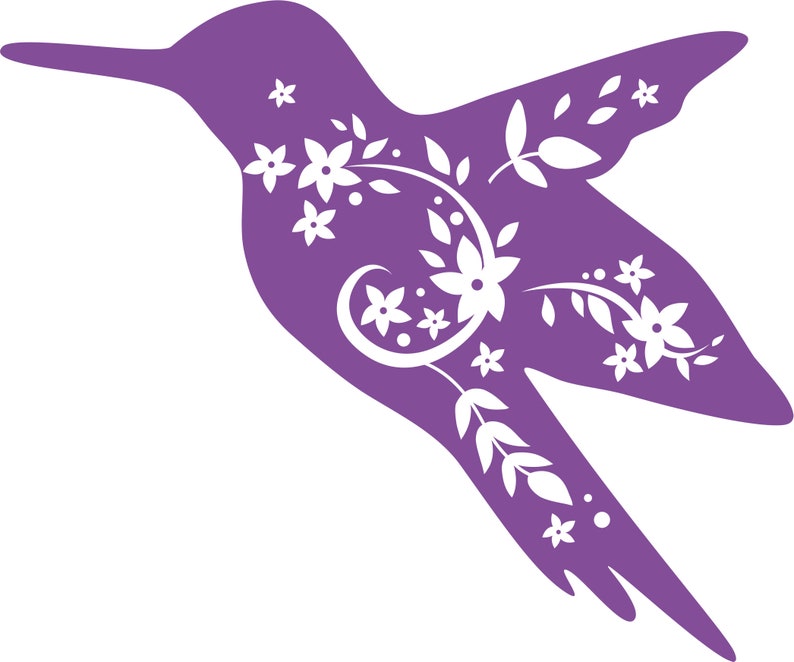 Download Hummingbird with floral ornament SVG cut file for Cricut ...