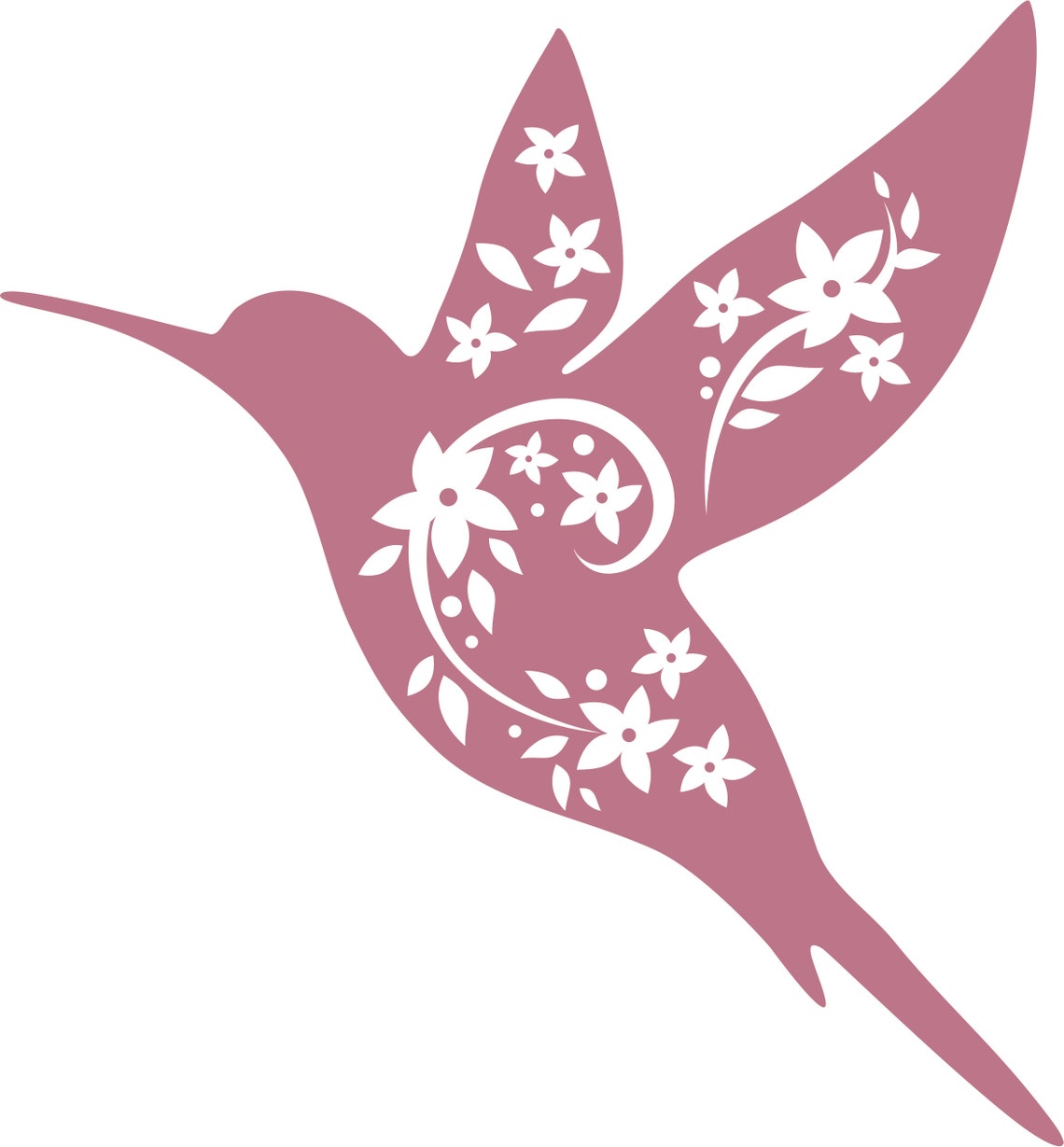 Floral hummingbird SVG cut file for Cricut and Silhouette. | Etsy