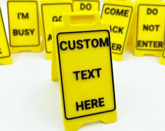 Customised Miniature Desk Signs - 3D Printed | Yellow Replica Caution Signs