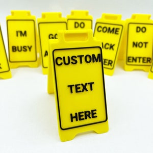 Customised Miniature Desk Signs - 3D Printed | Yellow Replica Caution Signs