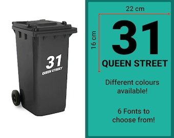 Vinyl Bin Labels - FONT 5 | Custom Bin Address Stickers, Personalised Decals, Recycling Labels,  Mrs Hinch, Personalized Wheely Bin Numbers