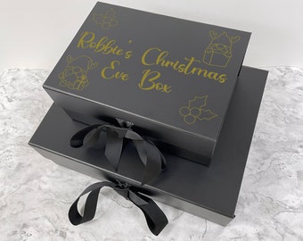 Personalisierte Gonk Weihnachtsgeschenkboxen mit Band & Magnetdeckel vinyl | Luxus Weihnachten Jeden Namen Andenken Geschenk Erinnerung Festlich