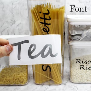 Custom Vinyl Labels Font C | Semi-Cursive Font, Personalized Decals, Container Stickers, Kitchen & Home Organisation, Mrs Hinch Stickers