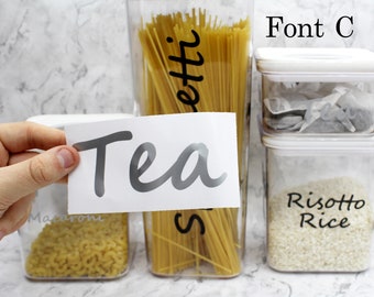 Custom Vinyl Labels Font C | Semi-Cursive Font, Personalized Decals, Container Stickers, Kitchen & Home Organisation, Mrs Hinch Stickers