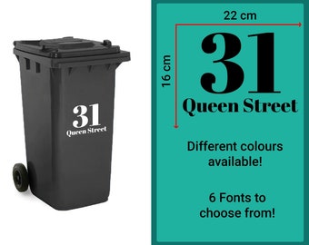 Vinyl Bin Labels - FONT 2 | Custom Bin Address Stickers, Personalised Decals, Recycling Labels,  Mrs Hinch, Personalized Wheely Bin Numbers