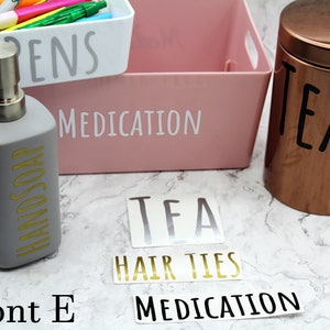 Etichette in vinile personalizzate per contenitori Font E / Mrs Hinch Style Adesivi personalizzati per contenitori in cucina e organizzazione della casa