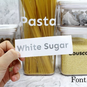 Etichette in vinile personalizzate Font B / Font non corsivo, Decalcomanie personalizzate, Adesivi per contenitori, Organizzazione cucina e casa, Adesivi Mrs Hinch