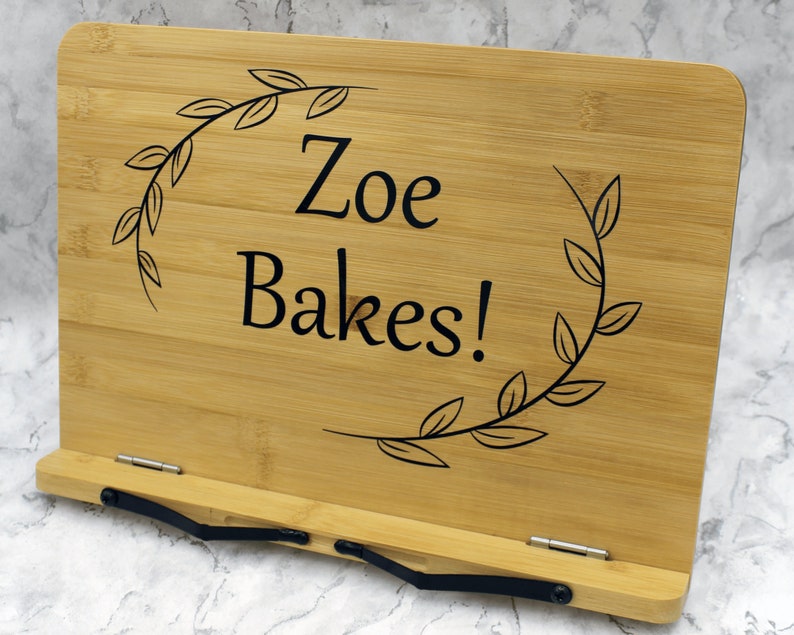 Personalized Bamboo Cookbook Stand With Vinyl Recipe Holder Etsy UK