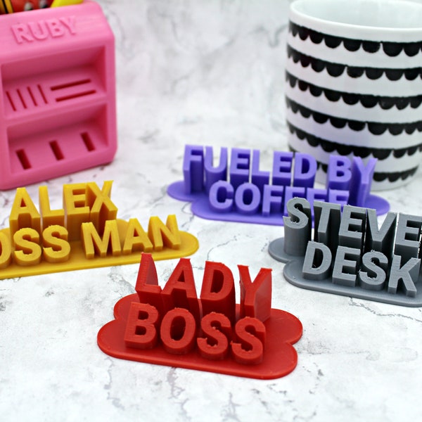 Personalised Desk Plaque 3D Printed | Custom Wording,  Office Accessory, New Job, Title Banner, Job Role Sign, Fun Gift, Quote Sign, Bespoke