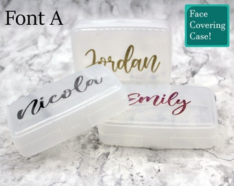 Personalized Face Mask Storage Box Font A Vinyl | Travel Face Mask Storage Box Portable Container