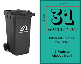 Vinyl Bin Labels - FONT 4 | Custom Bin Address Stickers, Personalised Decals, Recycling Labels,  Mrs Hinch, Personalized Wheely Bin Numbers