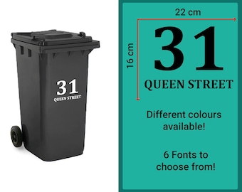 Vinyl Bin Labels - FONT 3 | Custom Bin Address Stickers, Personalised Decals, Recycling Labels,  Mrs Hinch, Personalized Wheely Bin Numbers