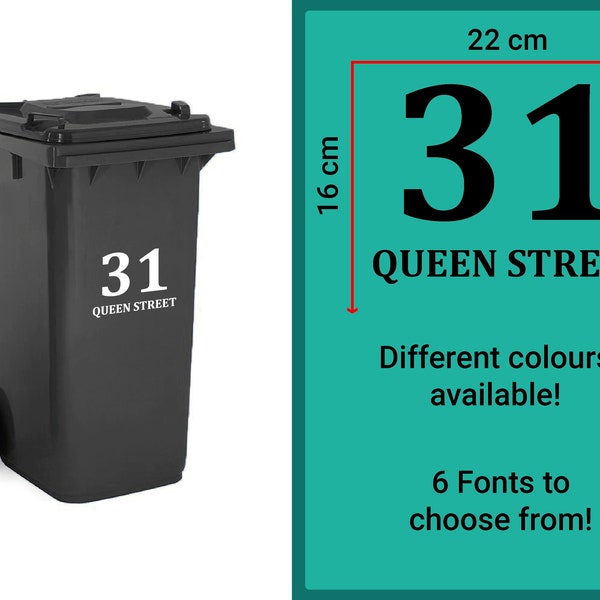 Vinyl Bin Labels - FONT 3 | Custom Bin Address Stickers, Personalised Decals, Recycling Labels,  Mrs Hinch, Personalized Wheely Bin Numbers