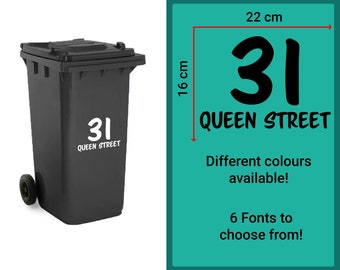 Vinyl Bin Labels - FONT 6 | Custom Bin Address Stickers, Personalised Decals, Recycling Labels,  Mrs Hinch, Personalized Wheely Bin Numbers