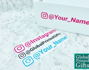 Instagram Handle Name Vinyl Labels Social Media | Custom Wording, Personalised, Facebook, Office, Title Banner, Sign, School, College, Tag