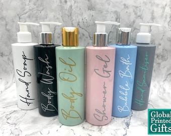 Personalised Vinyl ADD-ON For Coloured Bottles | Mrs Hinch Inspired Custom Bath Shower Kitchen Home Storage Organiser, Multi Pump Dispenser