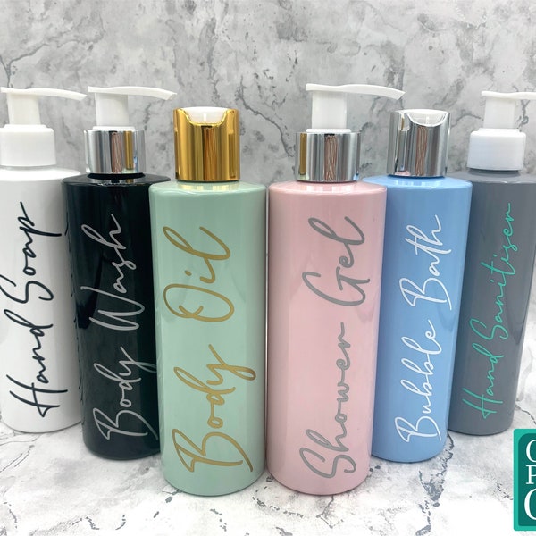 Personalised Vinyl ADD-ON For Coloured Bottles | Mrs Hinch Inspired Custom Bath Shower Kitchen Home Storage Organiser, Multi Pump Dispenser