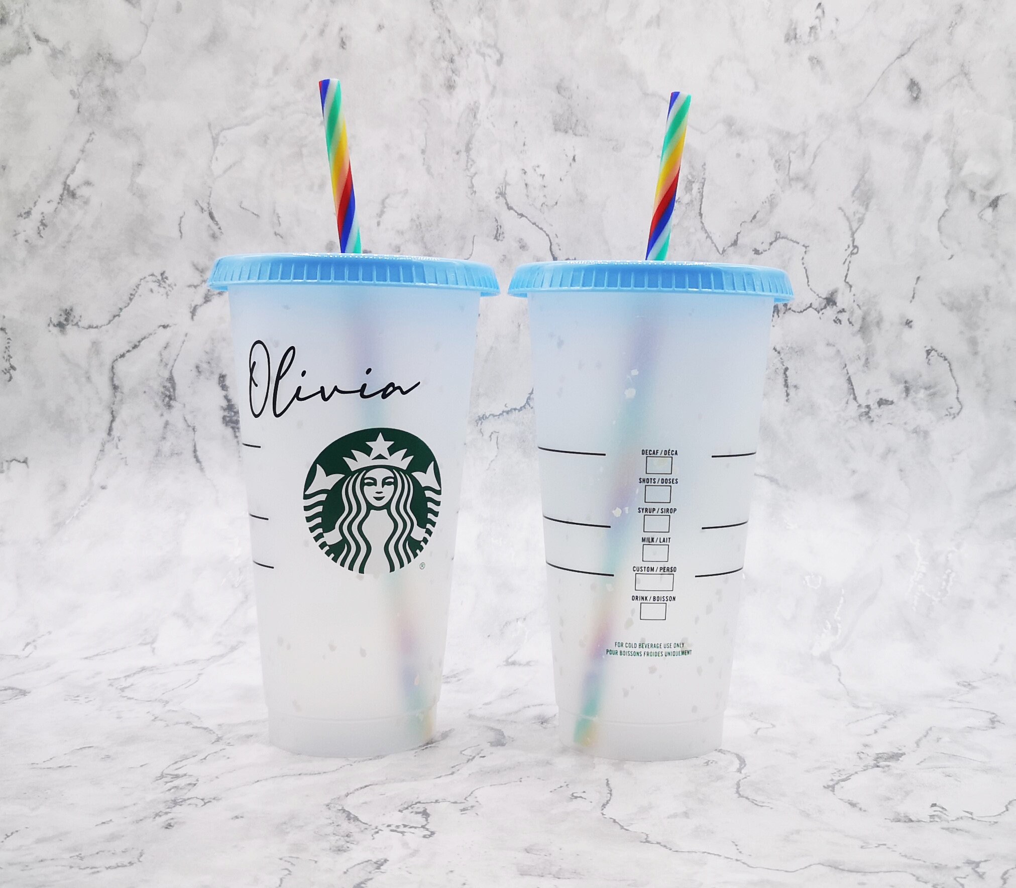 Personalised Name Customised New Confetti Starbucks Cup for Cold Drinks