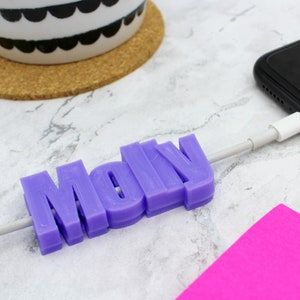 Personalized Cable Tags 3D Printed | iPhone & Android Charger Names, Personalised Phone Gift, USB Cable, Customised, iPad or Tablet Label