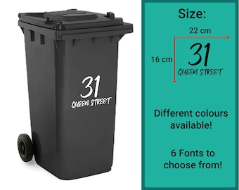 Custom Vinyl Bin Labels - FONT 1 | Bin Address Stickers, Personalised Decals, Recycling Labels,  Mrs Hinch, Personalized Wheely Bin Numbers