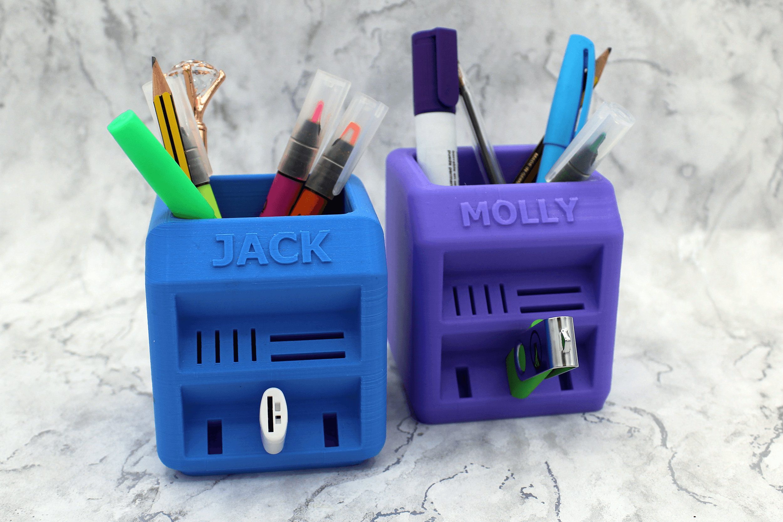 Personalised USB Desk Tidy 3D Printed Custom Name, Home Office