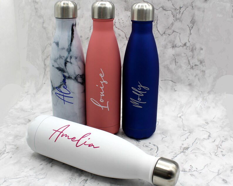 Personalised Water Bottle Vinyl Name Font F Thermal Travel Etsy UK