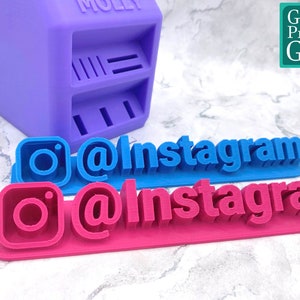 Social Media Desk Plaque 3D Printed | Custom Wording, Personalised, Facebook, Snapchat, Twitter, Twitch, Instagram, Youtube, Title Banners