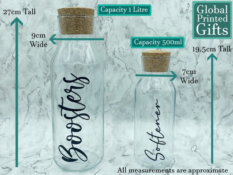 Personalised Glass Laundry Storage Containers With Vinyl Decal Mrs Hinch Inspired Home Organisation Cork Lid Jars 1L or 500ml, 画像 5