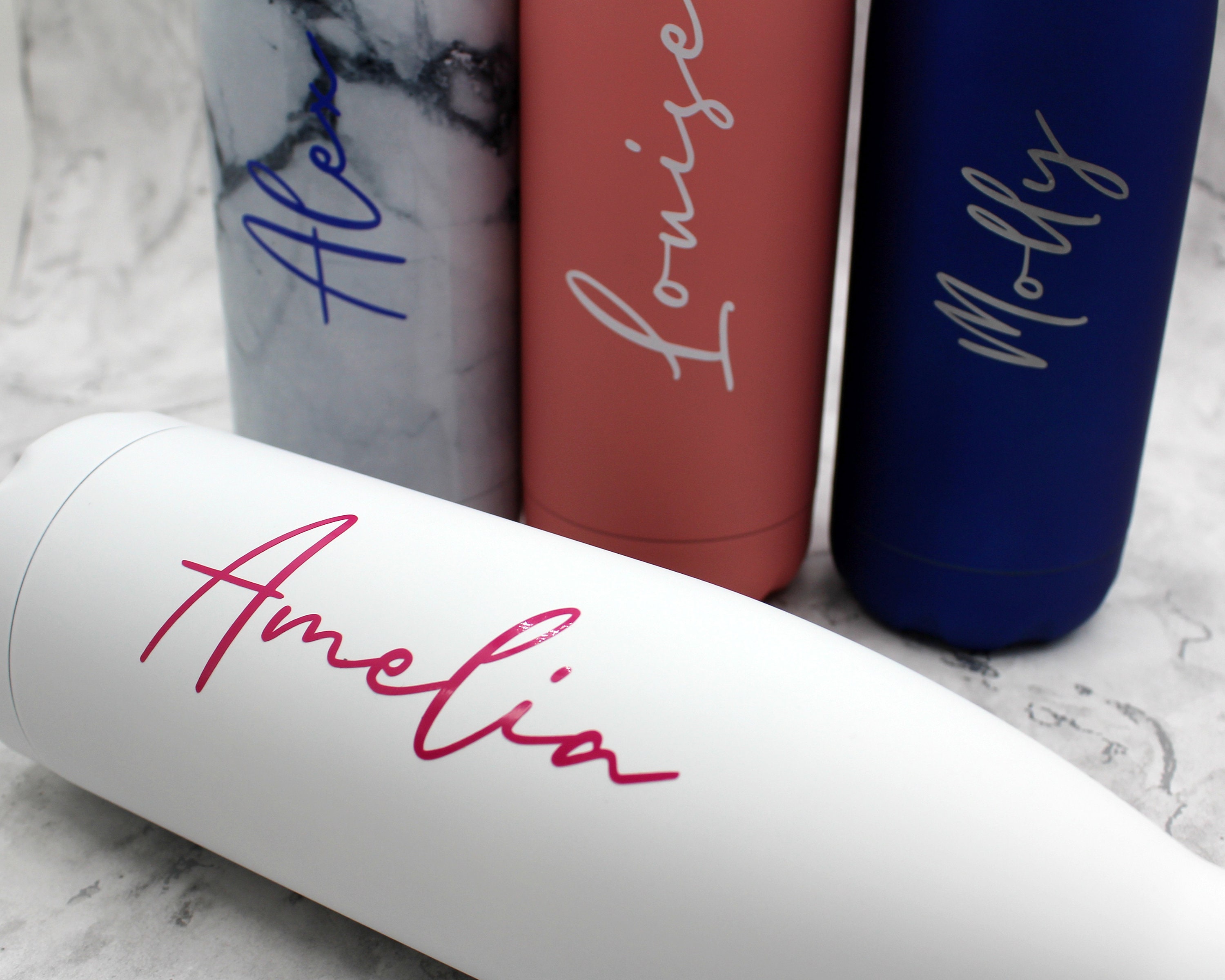 Personalised Water Bottle Vinyl Name Font F Thermal Travel Etsy UK