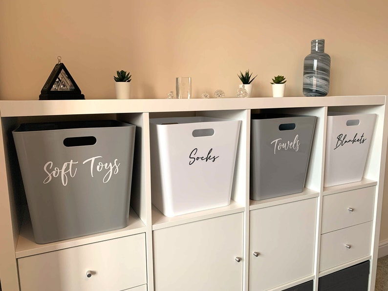 IKEA Kallax Personalised Storage Boxes With Vinyl Mrs Hinch Inspired Custom Stationary with Personalized Decal for Home Office Organiser image 5