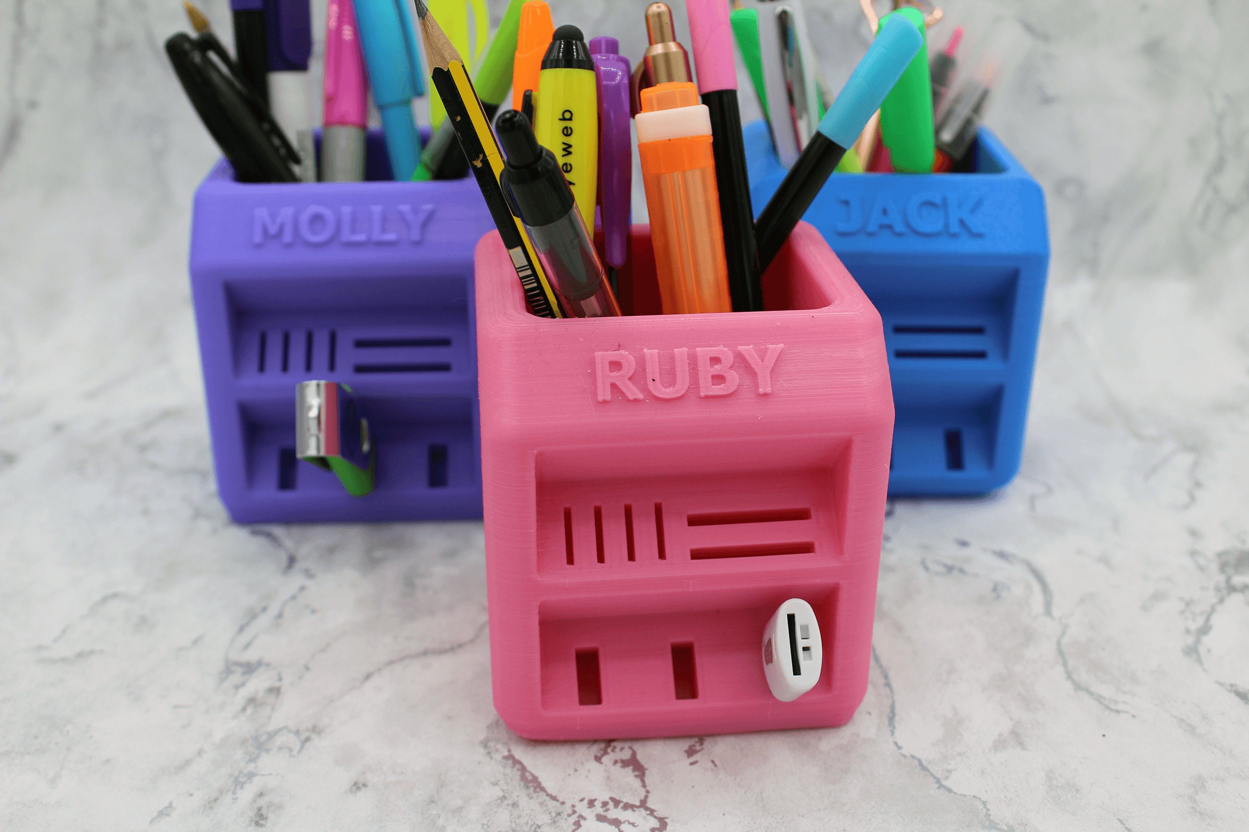 Personalised USB Desk Tidy 3D Printed Custom Name, Home Office