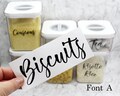 Custom Vinyl Storage Labels Font A | Mrs Hinch Style Personalized Decal Stickers for Container in Kitchen & Home Organisation