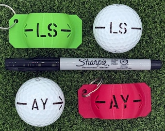 Personalised 3D Golf Ball Stencil Alignment Tool Marker | Keyring Custom Initials Sports Accessory Essential Sharpie Universal Multipurpose