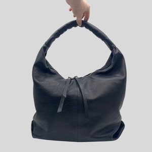 Genuine Leather Hobo Bag Grain Leather Hobo Bag Shoulder Bag - "Samantha"