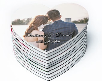 Thank you magnets, Wedding magnets, Heart magnets with photo