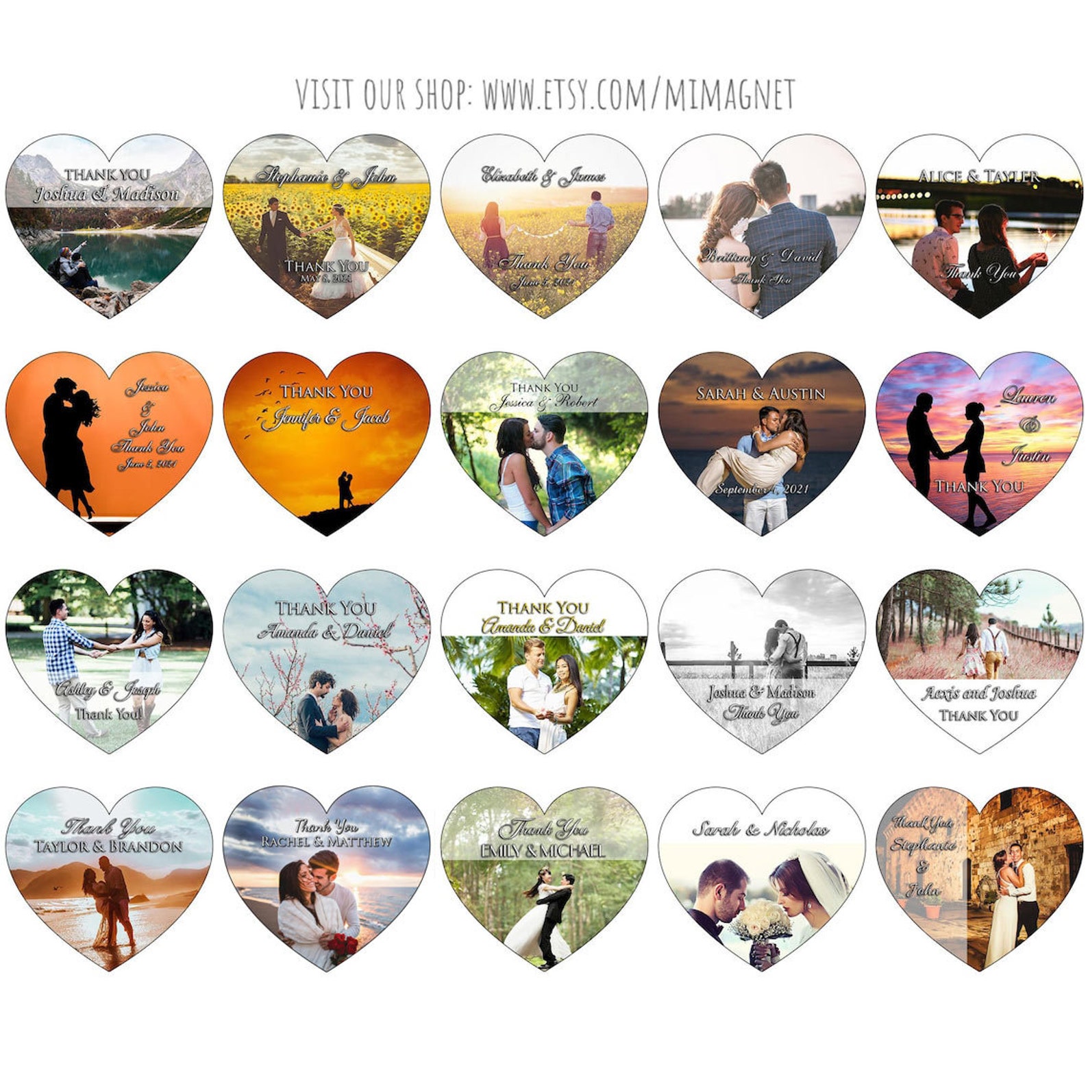 Thank You Wedding Heart With Photo Etsy