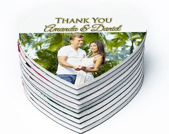 Thank you magnets, Wedding magnets, Heart magnets with photo
