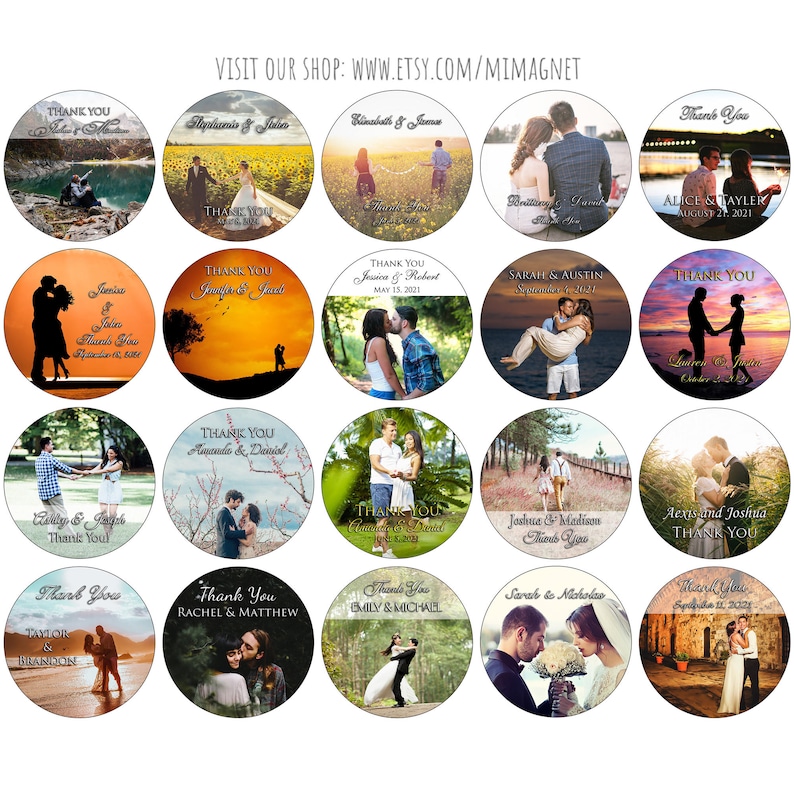 Thank you magnets Wedding magnets Round magnets with photo
