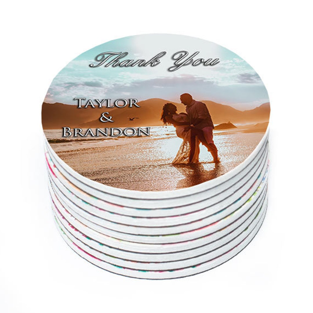 Thank You Wedding Round With Photo Etsy