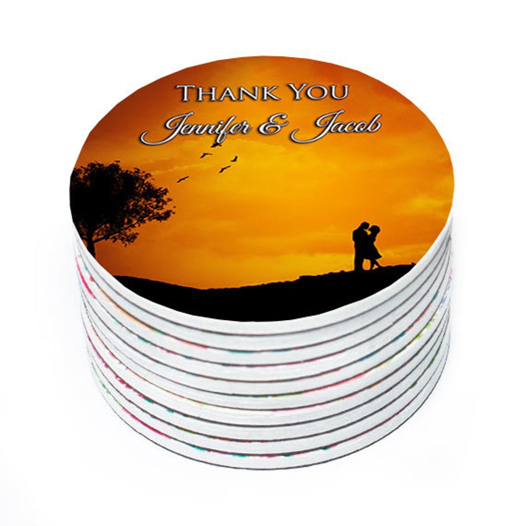 Thank You Wedding Round With Photo Etsy